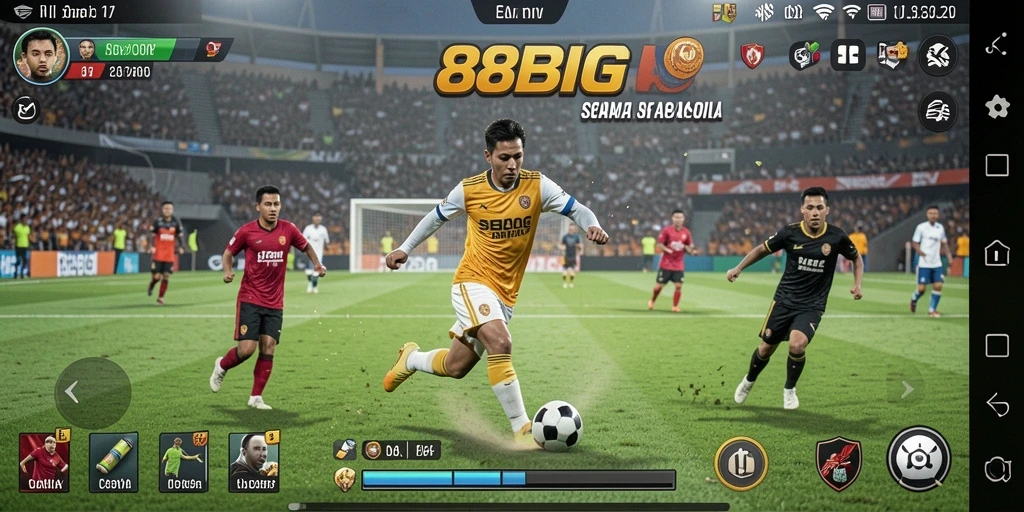 Tampilan screenshot game 88BIG menampilkan aksi seru di lapangan sepak bola.