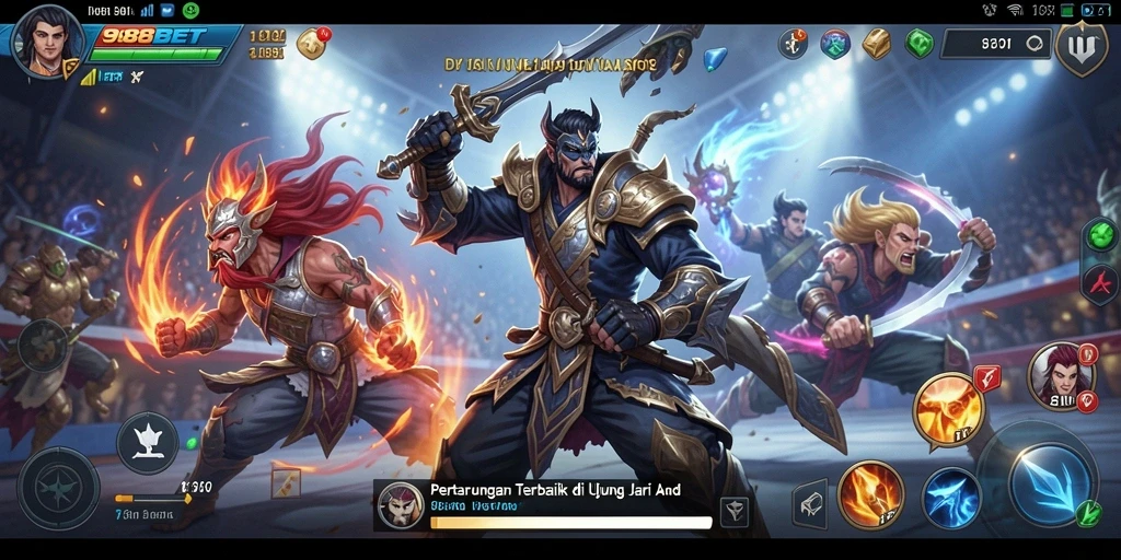 Screenshot gameplay 988BET dengan aksi pertarungan mendebarkan.