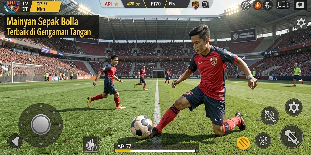 Screenshot gameplay API77 menampilkan aksi seru di lapangan sepak bola.