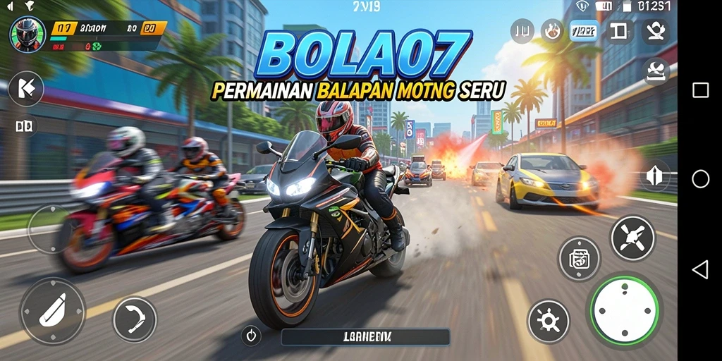 Tampilan gameplay BOLA07 yang dramatis dan menegangkan saat balapan.