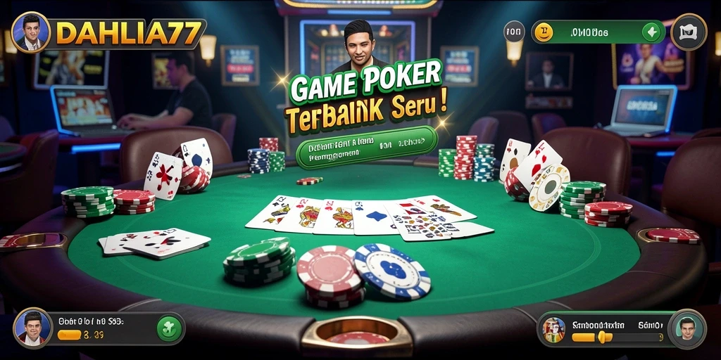 Screenshot DAHLIA77 menunjukkan serunya gameplay poker yang mendebarkan.