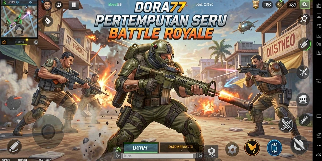 Tampilan menarik dari gameplay <strong>DORA77</strong> dalam aksi Battle Royale.
