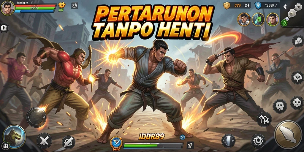 Tampilan aksi mendebarkan dari gameplay IDR89 yang menampilkan pertarungan yang intens.