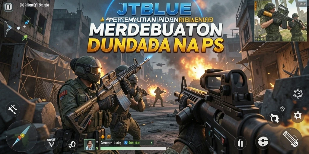 Screenshot JTBLUE menunjukkan aksi tembak-menembak yang seru dalam gameplay FPS.