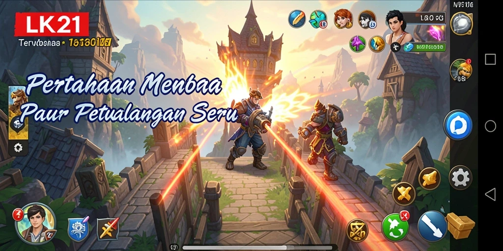 Screenshot menampilkan gameplay menegangkan dari LK21 dalam genre Tower Defense.
