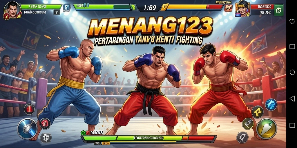 Gameplay seru dalam <strong>MENANG123</strong> dengan karakter bertarung di arena yang mendebarkan.