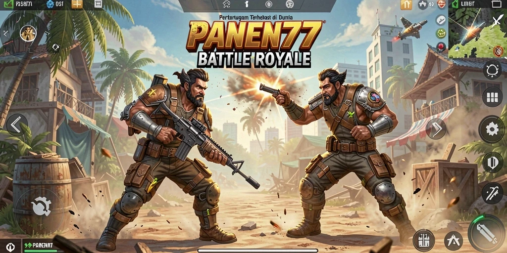 Screenshot menampilkan aksi mendebarkan dalam game Battle Royale.
