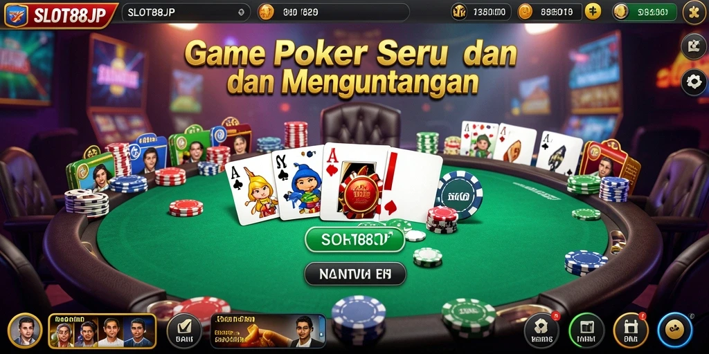 Gameplay seru dalam aplikasi SLOT88JP yang menampilkan duel poker.