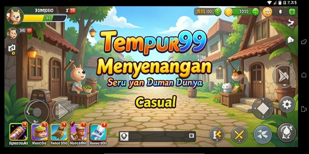 Screenshot TEMPUR99 menampilkan gameplay seru dan penuh warna.