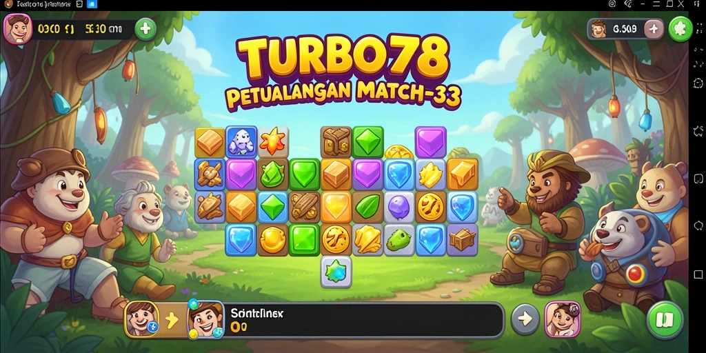 Gameplay seru TURBO78 dengan tantangan Match-3 yang mengasyikkan.