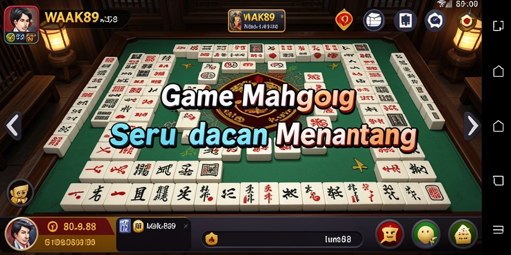 Tampilan gameplay WAK89 dengan ubin Mahjong yang berwarna-warni.
